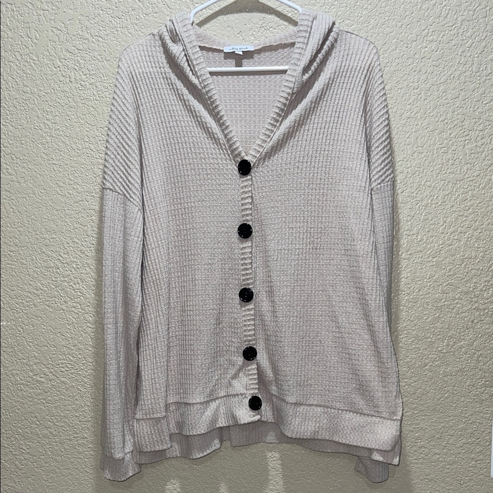 White Birch Light Tan Button-Up Cardigan